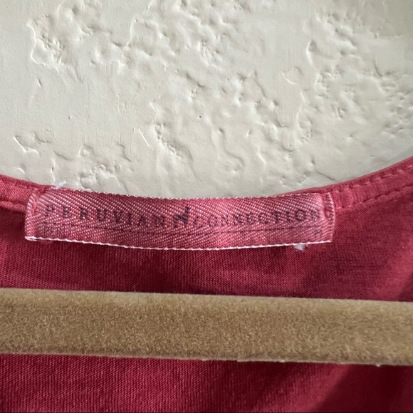 Peruvian Connection Lydia Tunic Dress Sz M Rustic Red Pima Cotton Boho Casual - Picture 4 of 6